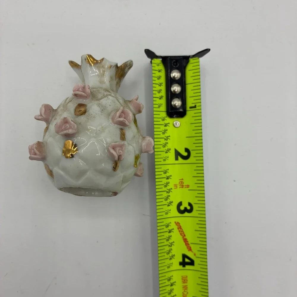 Vintage Japan Porcelain Salt Pepper Shaker Single Applied Rosebuds Gold Trim